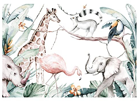 WallArena - Vlies Fototapete Kinderzimmer 368x254 cm Dschungel Papagei Tiere Pflanzen für Kinder - Fototapeten Tapeten für Kinder Kindertapete - Vliestapete Wandtapete Tapete 3D Effekt