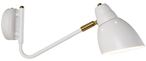 OOWOKS Retro Wandleuchte Schlafzimmer Nachttisch Wandlampe mit Schalter, Verstellbar Metall Langer Arm 350° Schwenkbar Lampenschirm, Innen E27 Wand-Leselampen für Wohnzimmer Flur Büro,Weiß