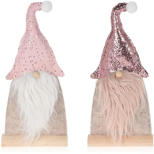 com-four® 2x Decorazione natalizia Figura di Babbo Natale in feltro - Decorazione davanzale della finestra per Natale - Decorazione in feltro [la selezione varia] (02 pezzi Babbo Natale 34cm rosa)