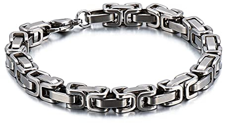 Beydodo Armbänder Edelstahl für Männer, Bettelarmband Königsarmband Breit 6MM mit Karabinerverschluss Partnerarmbänder Armband Silber 20CM für Charms