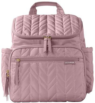 Skip Hop Diaper Bag Backpack: Forma, Multi-Function Baby Travel Bag with Changing Pad & Stroller Attachment, Mauve Mist
