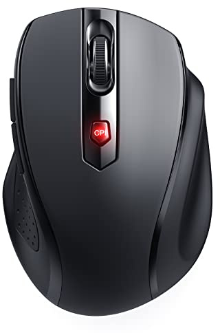 HOTWEEMS Wireless Mouse Bluetooth, Ergonomic Computer Mouse with 2400 DPI 5 Levels, 6 Buttons, 18 Month Battery, Silent Mouse for Laptop Mac PC Chromebook