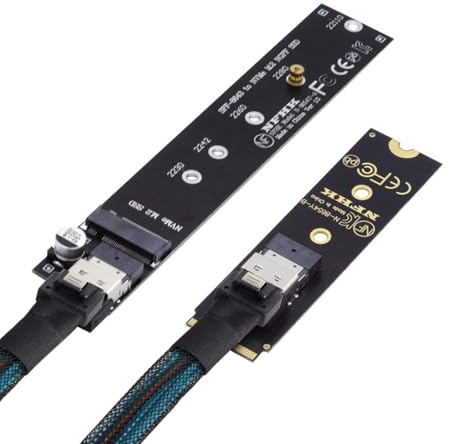 cablecc NGFF M-Key NVME Verlängerungskabel Stecker auf Buchse mit SFF-8654-Stecker für Mainboard SSD 2280/22110 40 cm
