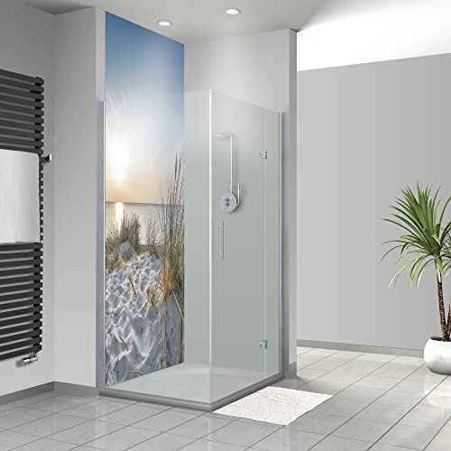 WANDFREUDE individuelle Duschrückwand Aluverbundplatte auf Maß (1 Stück - Meerblick - Premium Brillant Lack) – Dusche Wandverkleidung Duschwandverkleidung Duschrückwände
