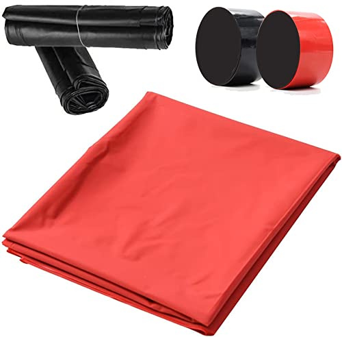 ScreaAss Sexlaken Wasserdicht Bettlaken Eingedicktes Latex SM Bettwäsche Sexspielzeuge Mit 2 X 10M Sex Bondage Bändern Handschellen Fesseln Sex Sheets Waterproof Spannbettlaken Für Paare,Rot,200*220cm