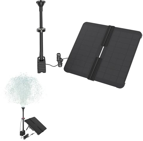 Aufun 20W DIY Solar Springbrunnen Falten Solar Wasserpumpe Solarbrunnen mit 6 Fontänenstile Solar Teichpumpe für Garten, Vogel-Bad,Teich,Fisch-Behälter