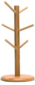 luckxuan Kaffeetassenhalter Baumform Hölzerne Kaffee Teetasse Halter Lager Rack Ständer Home Küchentasse Hängende Anzeige Getränkehalter mit 6 Haken Getränkehalter/Tassenhalter
