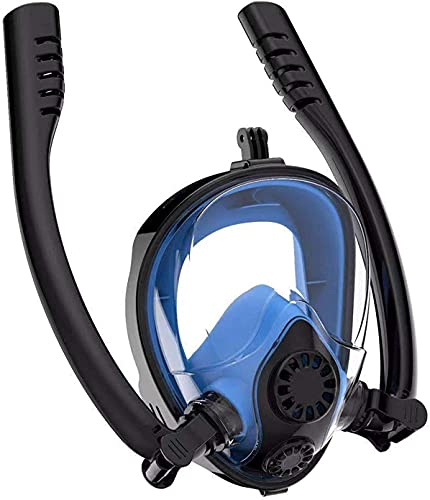 Tauchmaske Tauchmasken Schnorchelmaske Vollgesichts-Schwimmmaske Antibeschlag-Anti-Leck-Tauchausrüstung Professionelle Schnorchelausrüstung für Erwachsene und Kinder (Farbe: Blau, Größe: XS)