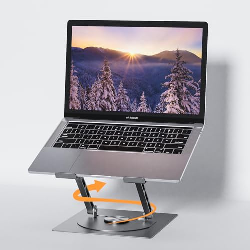shefor Soporte para computadora portátil Base giratoria de 360°Altura Ajustable de Aluminio Estable Soporte ergonómico para computadora portátil Compatible con 10-17 Pulgadas macbook