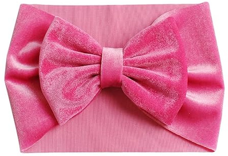 Fascetta Capelli Neonata (da 3 a 18 mesi) -Fascia per Capelli-Turbante Bambina in morbido Velluto con Fiocco (Rosa forte)