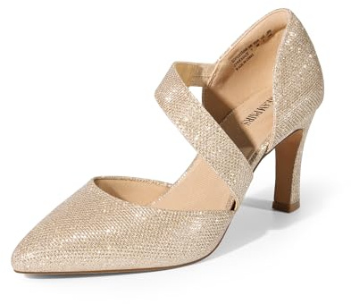 DREAM PARIRS Högklackade bekväma arbetspumpar för kvinnor, Guld-glitter, 37.5 EU