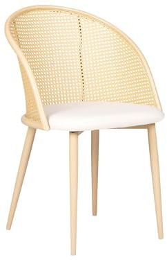 Esszimmerstuhl 2er Set Metall hellbeige / Holzoptik Wiener-Geflecht Cornell
