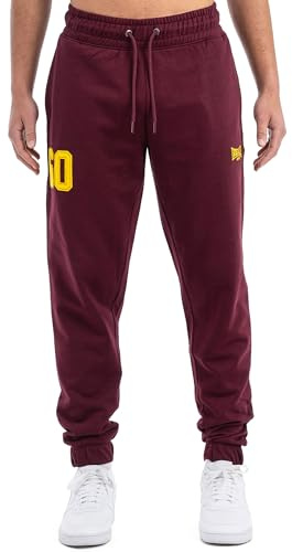 Lonsdale Joggingbyxor för män, normal passform SUMBURGH, Oxblood/gul, XL, 117561
