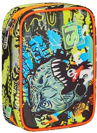 SJ Gang STYLE JAM GANG Astuccio Scuola Speed Pad, Verde, Nero, RexMe, Portapenne Mono Scomparto Con Plance Amovibili e Penne, Matite, Colori, Accessori Zaino, Elementari, Medie, Bambino