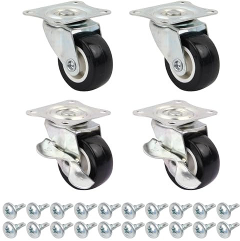 Nivofu Furniture Castors - Pack of 4 Wheels With 2 Brake, Universal Replacement Wheels for Bed, Cabinet, Table, Chest Move (Black)