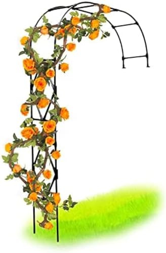 Arche à Roses Demi-Côté, Arche de Support, Grimpeur Mural Demi-Côté Support pour Plantes en Métal Enduit de Plastique PE, Jardin/Allée/Toit Facile à Grimper,Noir,210x240x40cm