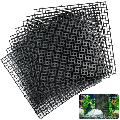 Supkiir 14pcs Aquarium Fish Tank Divider, Plastic Grate Isolation Board Partition, Black Aquarium Filter Bottom Tray Egg Crate Light Diffuser Grid Panel