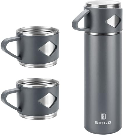 Vacuum Insulated Flask 700ml/23.6oz Stainless Steel Thermo Bottle with Cup for Coffee Water Hot and Cold Drink Flasks.(Gray,Set)