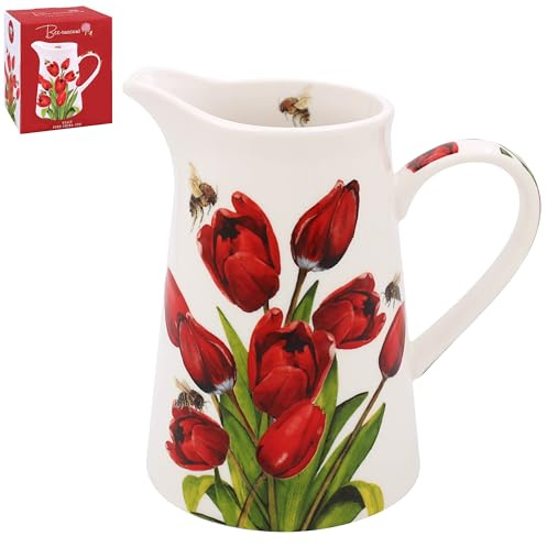 Lesser & Pavey Sarah Boddy BeeTanical Tulip Jug | Ceramic or Glass for Kitchen Use | Beautiful Cream or Milk Jug for Daily Needs | Versatile Water Jug for Home