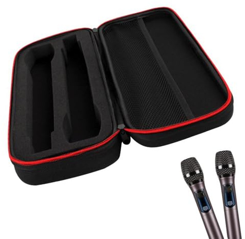 Esforzarse Borsa per microfono, Custodia per Microfono per 2, Custodia Rigida per Microfono con separazione degli Slot, Custodia da Viaggio per Microfono con Doppia, Custodia In Spugna, Senza Fili