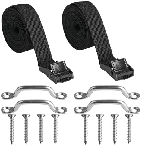 Förpackning med 2 surrningsremmar med spärrhake, 25 mm x 3 m surrningsband för materialtransport, justerbar surrningsrem med klämlås, fästremmar för cykelställ, motorcykelbagagepaket, fästremmar