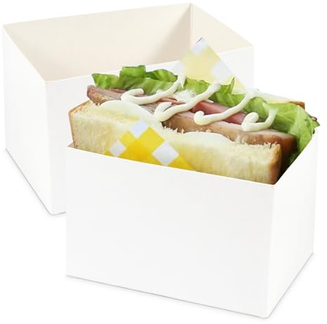 Cyblinia Kraft Sandwich Packaging Boxes 100 Pcs Sandwich Paper Boxes,Take Out Food Containers,Toast Holding Bread Tray for Restaurant, Picnic and Party