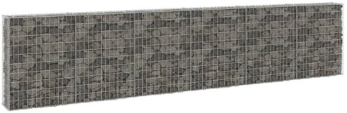 AUVYI Cesta de piedra decorativa para jardín, pared de gaviones con cubierta, 300 x 30 x 100 cm, gaviones, jardinera elevada, construcción estable, para terraza, postes, gaviones para exteriores,