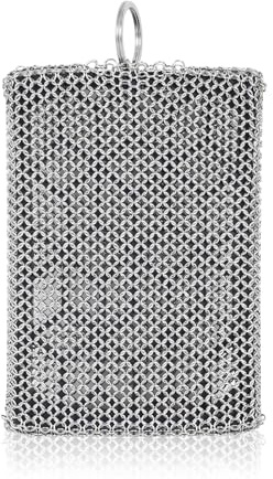 316 Edelstahl Gusseisen-Reiniger, Langlebig Kettennetz-Schrubber, Geschirrschrubber mit Feiner Ring, Bratpfanne Geschirrschrubber Leicht zu Reinigen, Scheuerschwamm Ideal für Grill und Gusseisentöpfe