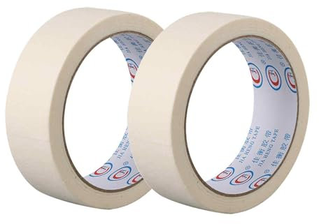 Lot de 2 rubans d'artiste - 50 m x 25 mm - Ruban de papier amovible - Pour dessin, art, peinture aquarelle, cadre sur toile, facile à coller et à peindre (blanc)