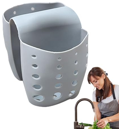 Soporte de esponja flexible para fregadero, escurridor, cesta para recoger alimentos | Cesta coladora flexible para fregadero doble