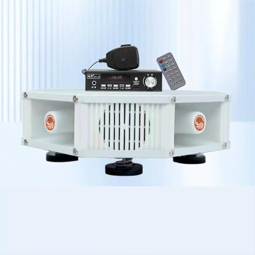 STMKB Amplificador para Coche, Altavoz Publicitario De Alta Potencia, Sonido De 360°, Compatible con Lectura De Disco TF/U, Conexión De Micrófono, Conexión BT, 4 Tweeters + 4 Woofers