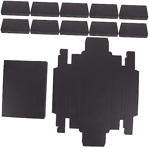 SAFIGLE 12 Stück-pack Kraftpapier Schubladen Papierboxen Kompakte Geschenkboxen mit Fächern Stabile Kraftpapier Aufbewahrung für Schmuck und Gastgeschenke 14x7x3cm Schwarz