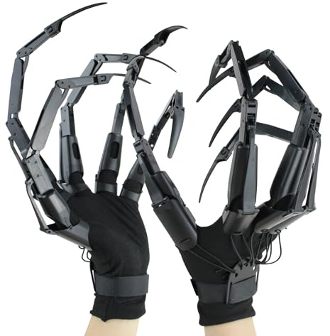 Tarotoo Halloween Articulated Fingers with Gloves, “Halloween Fever”, Cosplay Costume Prop, Articulated Finger Extensions, Skeleton Bone Claw Hand, Fits Most Fingers Sizes