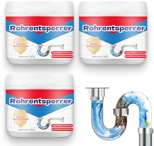 2025 neu Rohr-Auffrischung, Abflussreiniger Extra Stark, Leistungsstarker Rohrfrei Unblocker gegen Verstopfungen, Rohrreiniger Drain Cleaner für Badewanne, Waschbecken, Toiletten, Küche & Bad (3 Pcs)