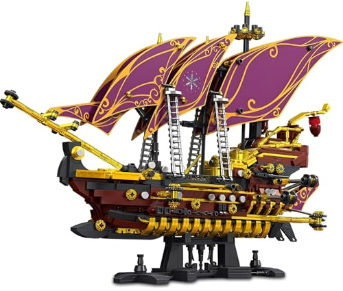 DzirePada Piratenschiff Bausteine Bausatz, 2285 Stück Großes Schlachtschiff Modular BAU Reihe Ziegel Kit, Mint Segelboot Modelle Spielzeug, Jugendliche und Erwachsene Zusammenbau Spielzeug Geschenke