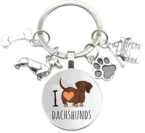 GONZTEL 1 Pièce Porte-Clé Teckel Original, Porte-Clef Chien, Accessoire en Métal Durable, Grigri Sac à Main, Cadeau pour Enfants, Amoureux des Chiens et Anniversaires