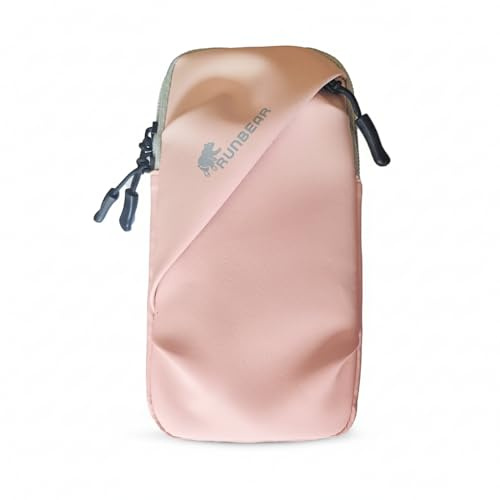 *Sommer Promo* RunBear Sportarmband Mit Kopfhörer Tasche Sportarmband Handytasche Sport für iPhone 17 Pro Max/16 Pro Max/15 Pro/14/13 Pro/12 Plus, Xiaomi, Galaxy Handyhülle Running Armband (Pink)