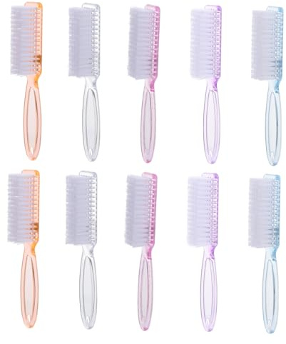 TOYZFRIENDY Lot de 10 Brosses à Ongles Poignée Antidérapante en Plastique et Nylon pour Nettoyage Polyvalent des Ongles et Nettoyage Buanderie