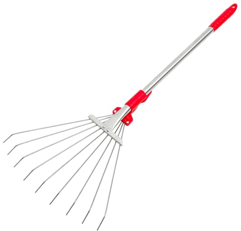 Toddmomy Rastrello da Giardino per Foglie Rastrelli per Giardinaggio e Prati Piccolo Rastrello per Orto e Coltivazione di Fiori Attrezzo da Giardino Design Retrattile e Pratico