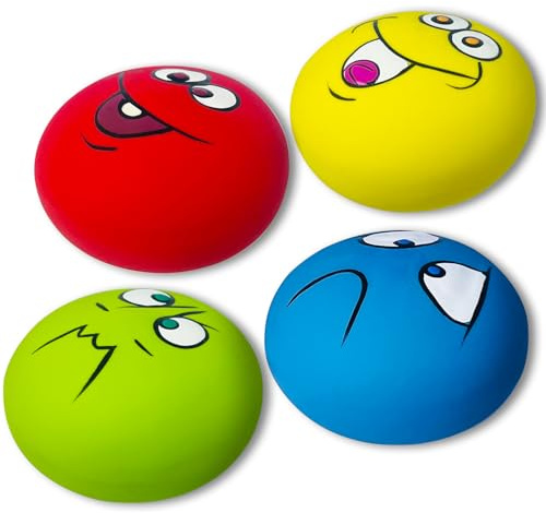 PUPATTIC Squeaky Dog Toys for Small Dogs 2.2, Flat Squeaky Dog Balls Small Dog Toy Ball, Latex Dog Squeaky Toys Ball Indoor, Outdoor