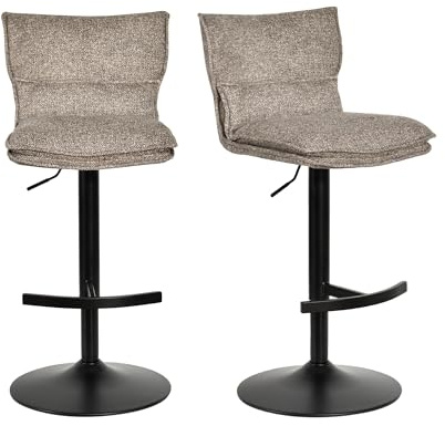 Duhome 2er Set Barhocker Höhenverstellbar Barstuhl Drehbar aus Bouclé Küchenhocker mit Fußstütze Polsterhocker für Bistro Bar Küche Wohnzimmer, Grau