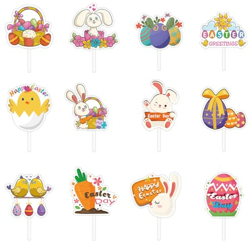 Colorful Easter Cake Decorations Set Of 12pcs Gnomes Cupcake Toppers Spring Theme Decor Easter Party Supplies Glitter