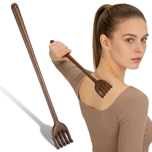 Healvian Rückenkratzer Holz Langer Kratzhand Rückenkratzer Entspannungshilfe Juckreizmassagegerät für Zuhause, Büro,unterwegs Körperentspannung,Juckreizlinderung