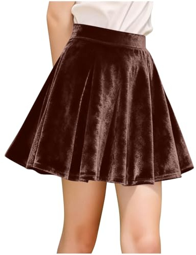 Teenager Mädchen Skater Rock Hohe Taille Plissee Minirock aus Samtstoff Schuluniform Röcke Faltenrock Tanzrock Tennisrock Samtrock Kinder Glitzerrock für Silvester Festival Party