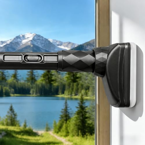 Extendable Shower Curtain Pole 100-220cm, One-Click Stretch Telescopic Curtain Poles Extra Long Tension Rods No Drilling Shower Curtain Rail for Living Room | Shower (Black, 100-220cm)