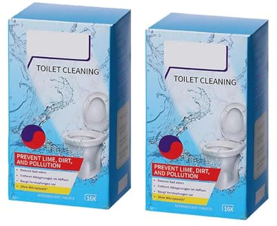 Toalettrengöringstabletter med citrondoft, Ultra-Clean WC-rengöringstabletter 16 tabletter per förpackning, avlägsnar effektivt kalk och lukt med långvarig doft, fräsch doft (A, 2 st)