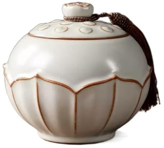 Tea Tin, Retro Decorative Porcelain Tea Pot Ceramic with Lid(White,Small)