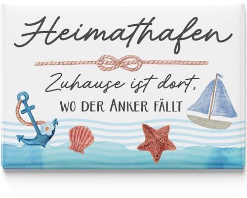 LANOLU Kühlschrankmagnete lustig- Heimathafen -lustige Magnete mit Sprüchen und witzigen Motiven 8x5,5cm
