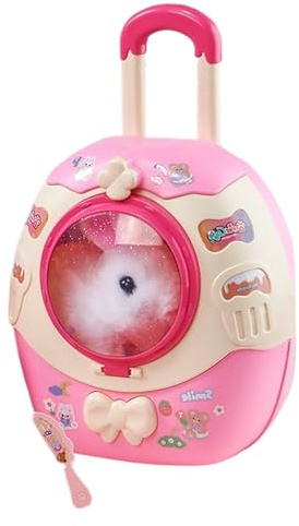 Mascota con mochila de conejo de peluche realista - 17x16 cm, juguete con sonido ďe conejito en maleta, muñeco electrónico đe animal que camina çon sonidos, lindo juguete rodante | Juguetes eléctricos