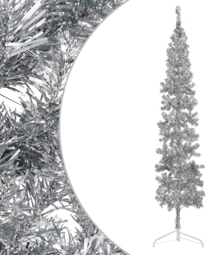 Generisch Künstlicher Halb-Weihnachtsbaum Ständer Schlank Silbern 240 cm,Heim Garten,Dekoration,Festtags-Dekoartikel,Weihnachtsbäume-344598
